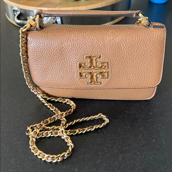 Tory Burch Britten Mini Top Handle Bag with Gold Accents chain strap - Picture 4 of 14